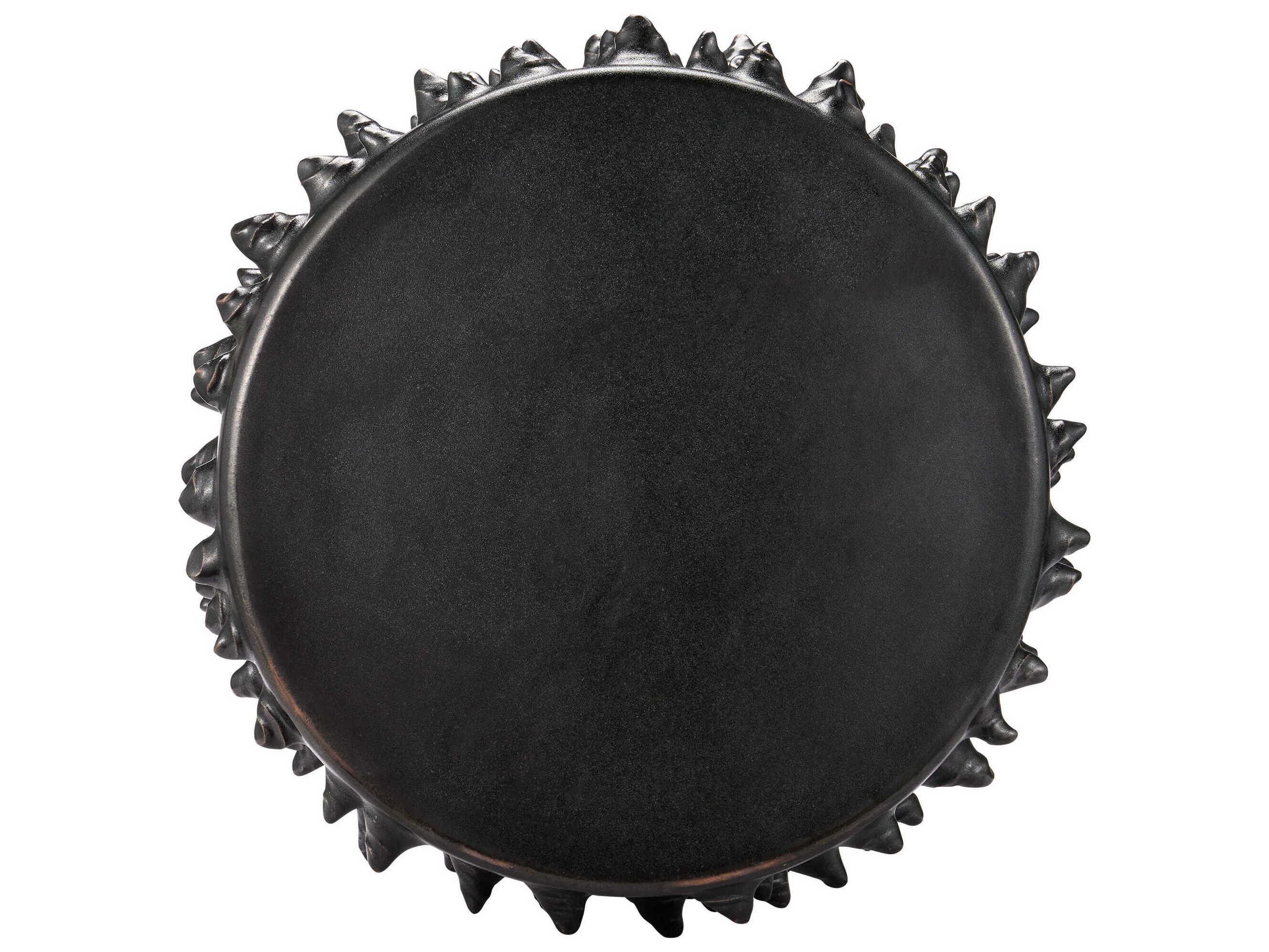 Currey & Company Baltz Round Ceramic Black End Table