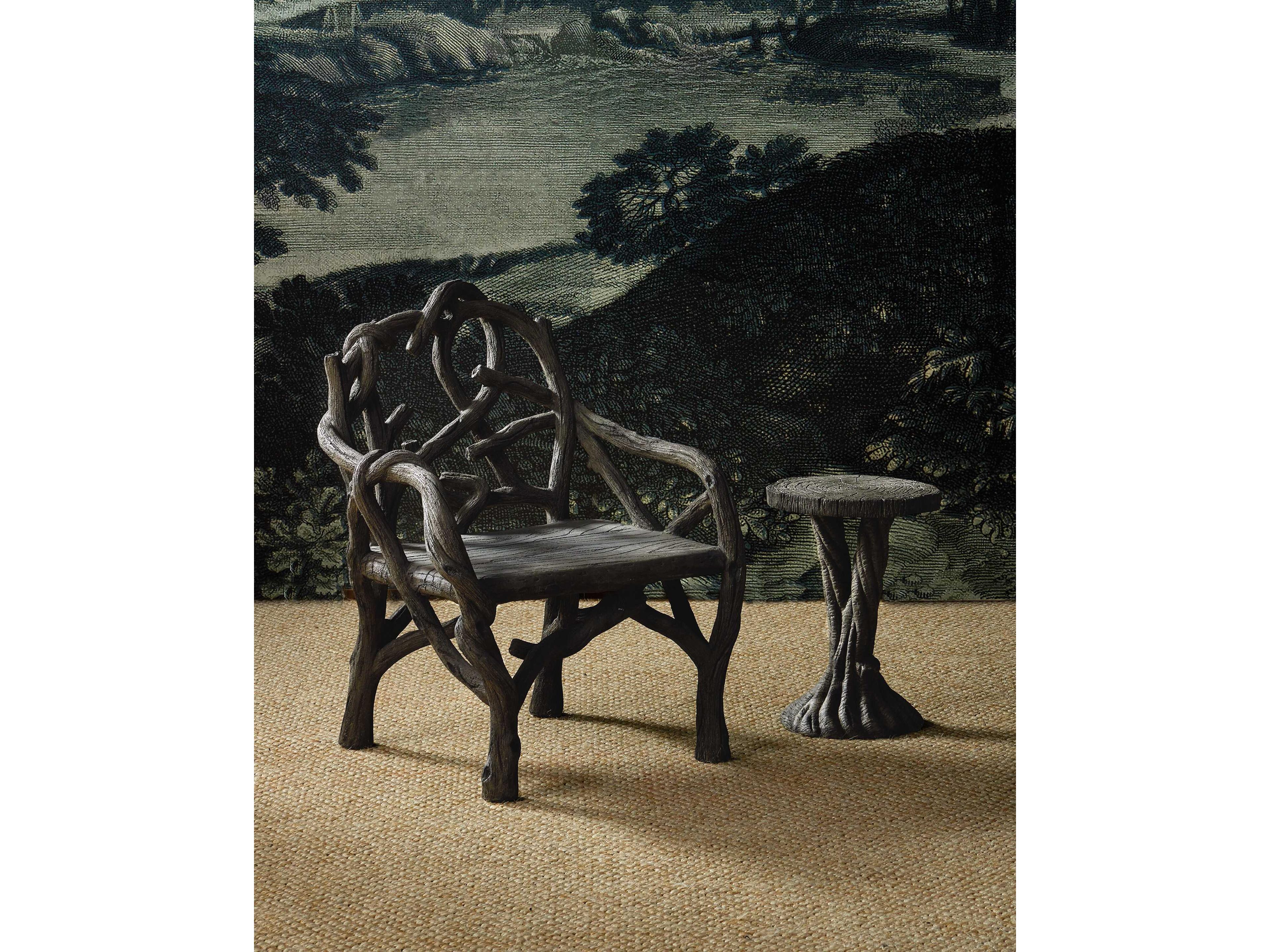 Currey & Company Dunmore Round Concrete Charbon De Bois End Table