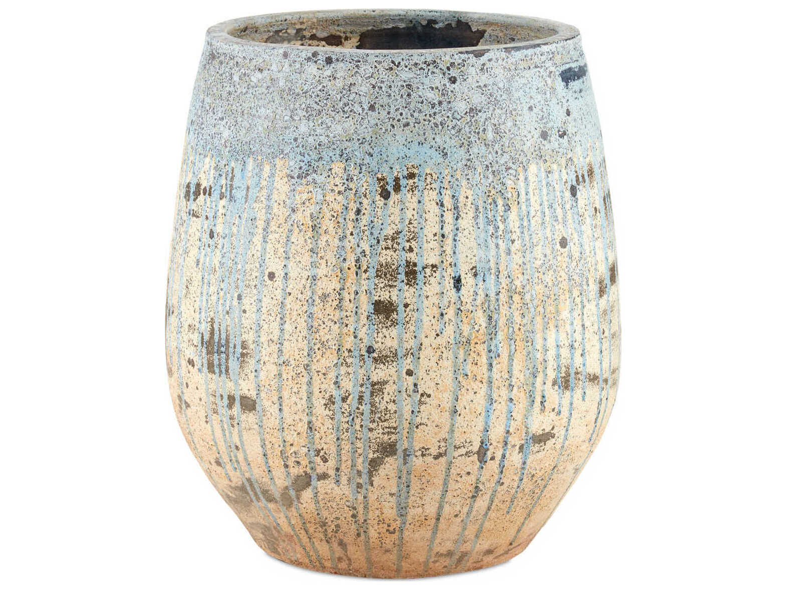 Currey & Company Sicilia Greenish / Milky White / Blue Drip 20" Planter