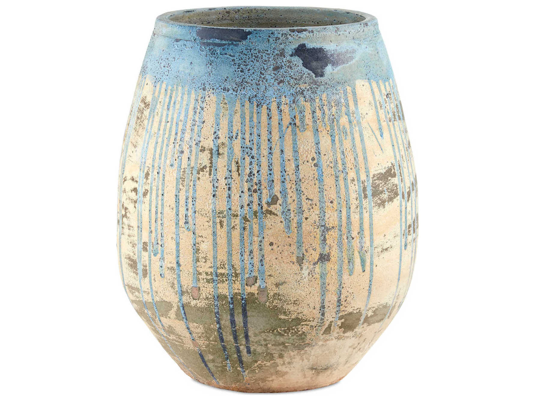 Currey & Company Sicilia Greenish / Milky White / Blue Drip 24" Planter