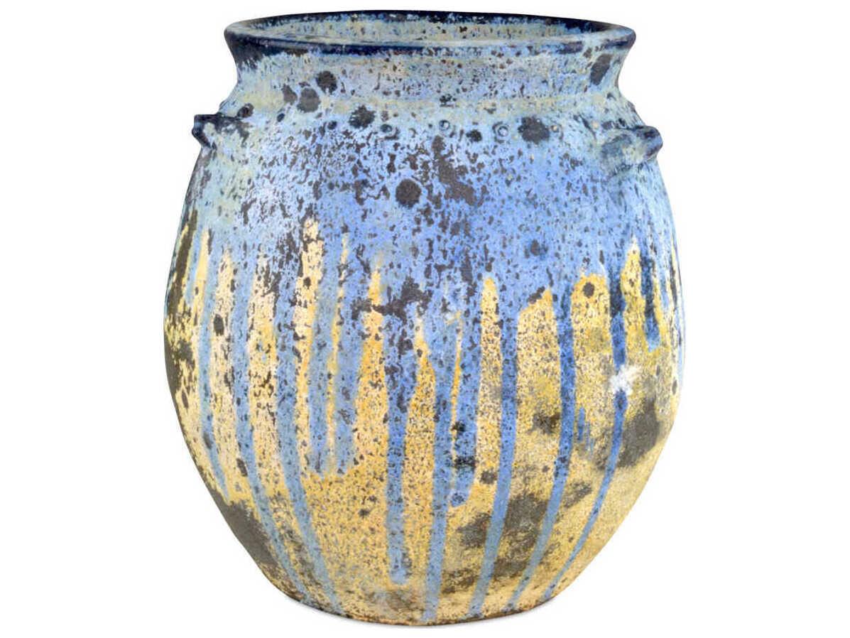 Currey & Company Cinisi Greenish White / Blue Drip Plant Stand