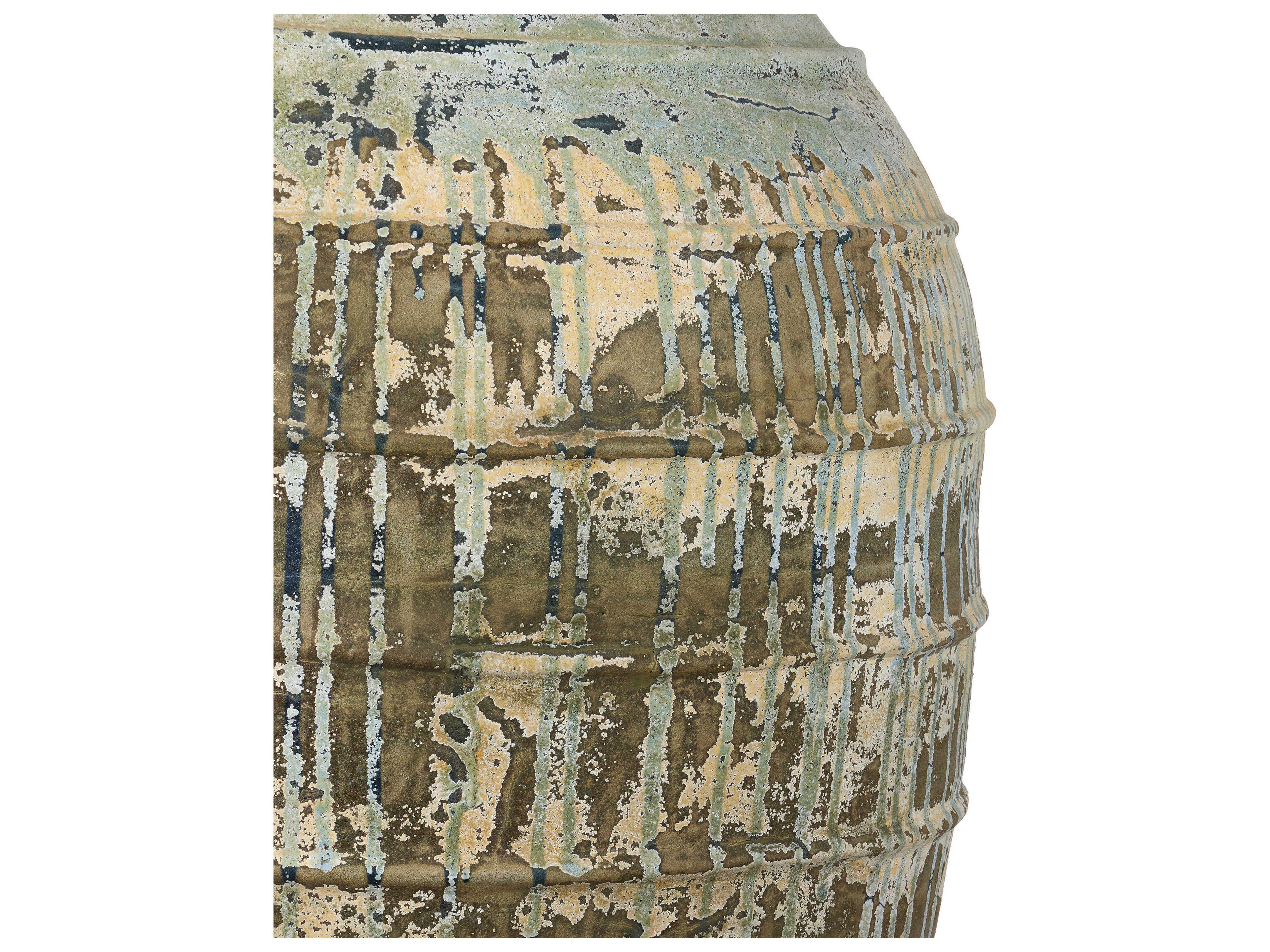 Currey & Company Lipari Antique White Blue Drip Urn