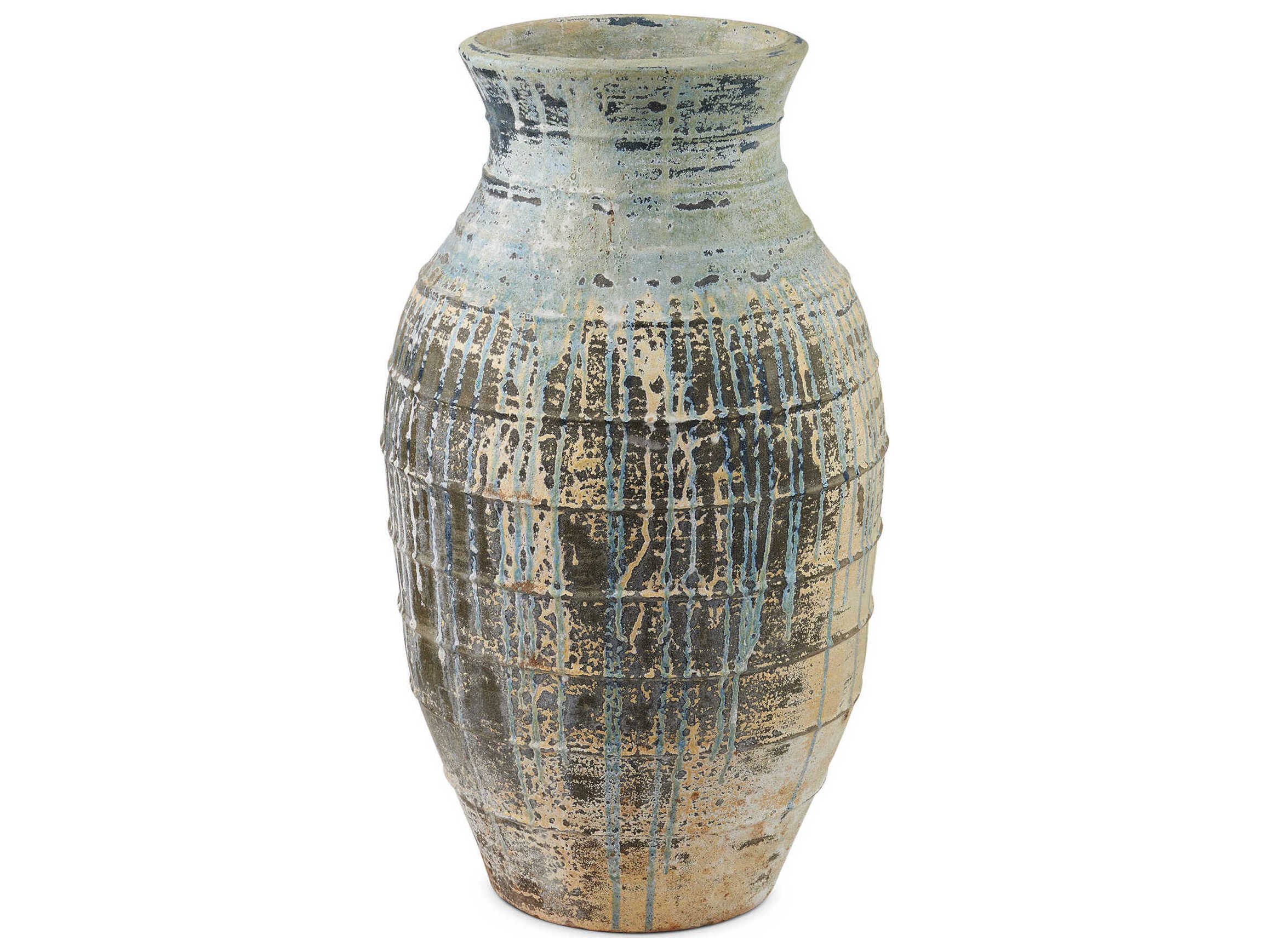 Currey & Company Ragusa Large Antique Blue Drip Urn