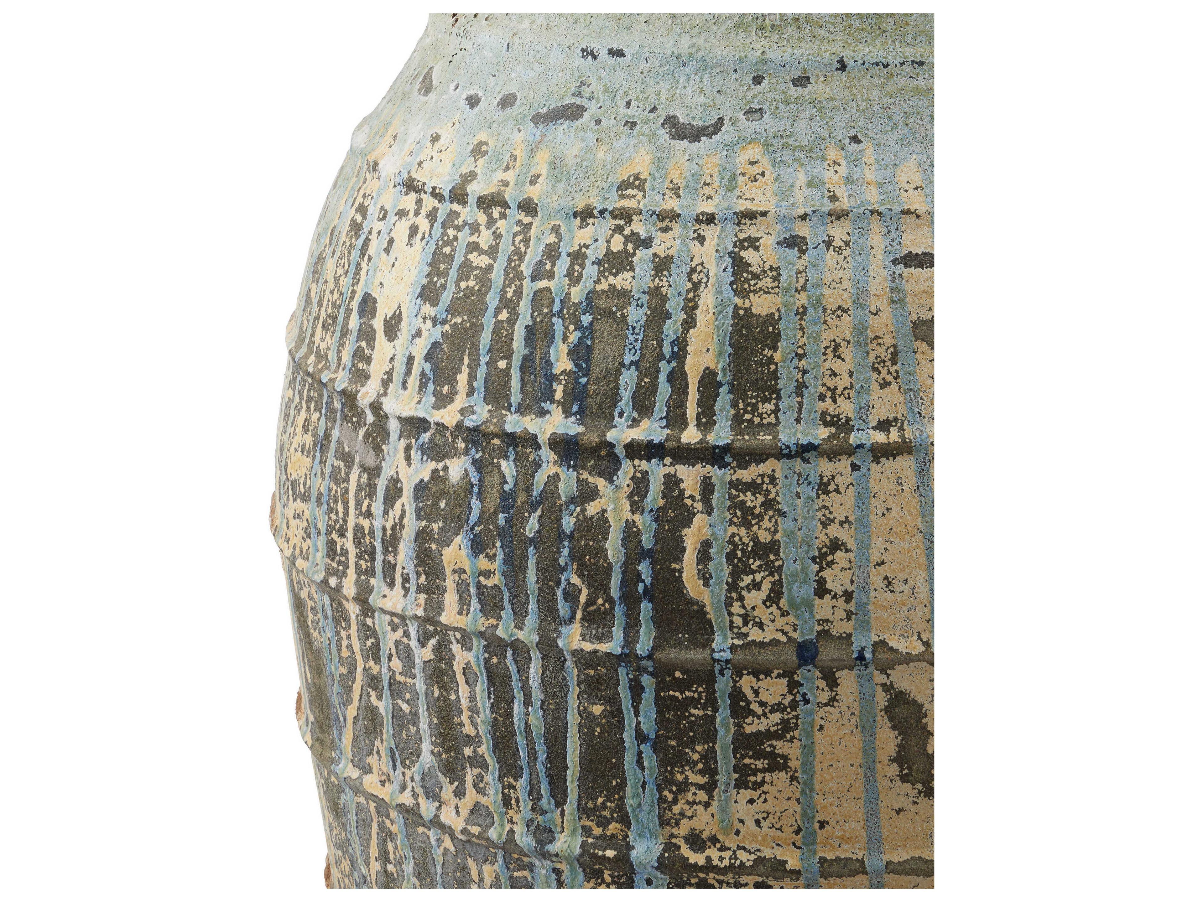 Currey & Company Ragusa Large Antique Blue Drip Urn