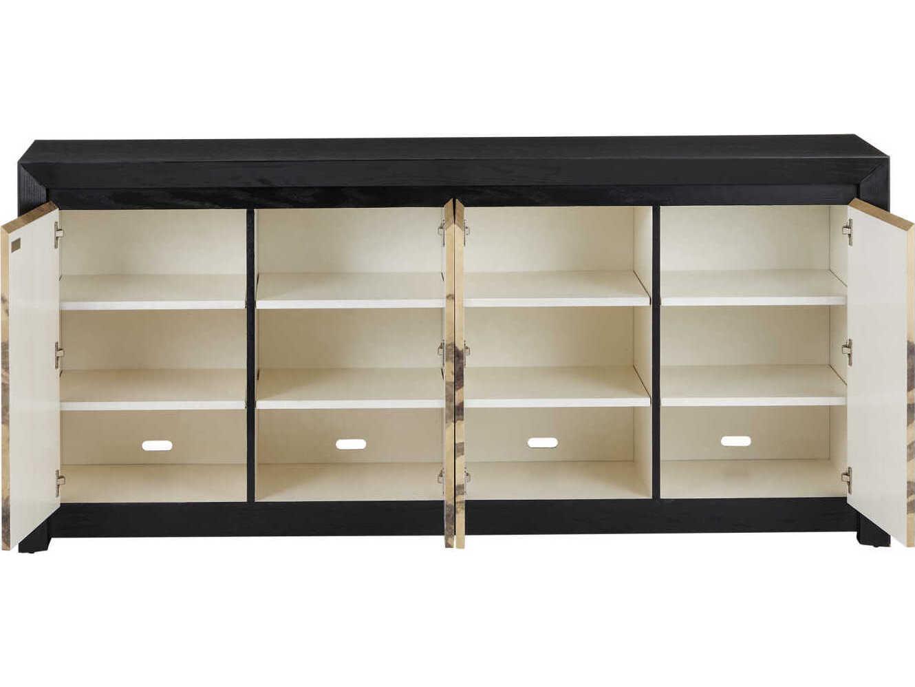 Currey & Company Karlson 80" Natural Vellum Caviar Black Sideboard