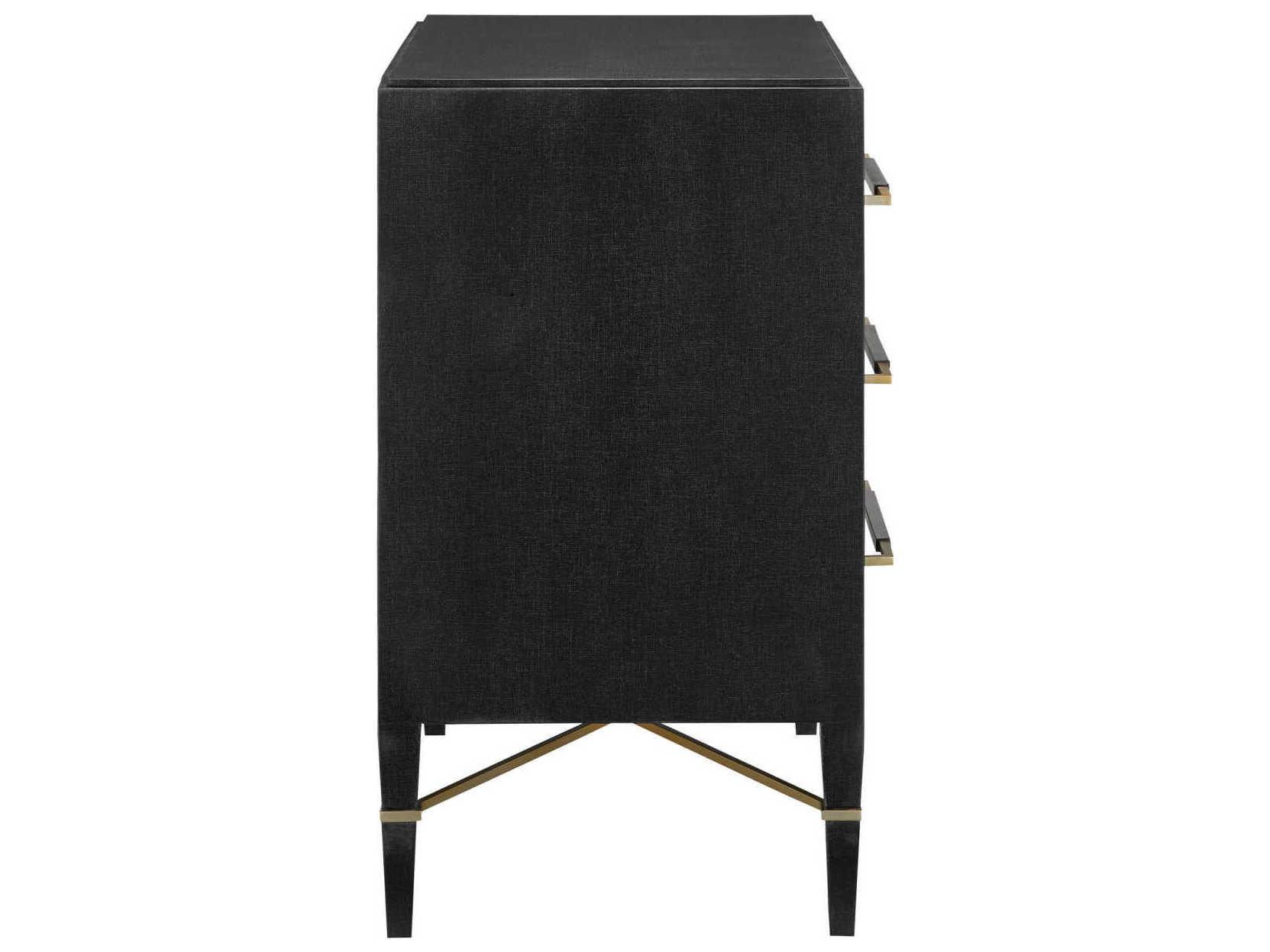 Currey & Company Verona 3-Drawers Gold Solid Wood Chest Nightstand