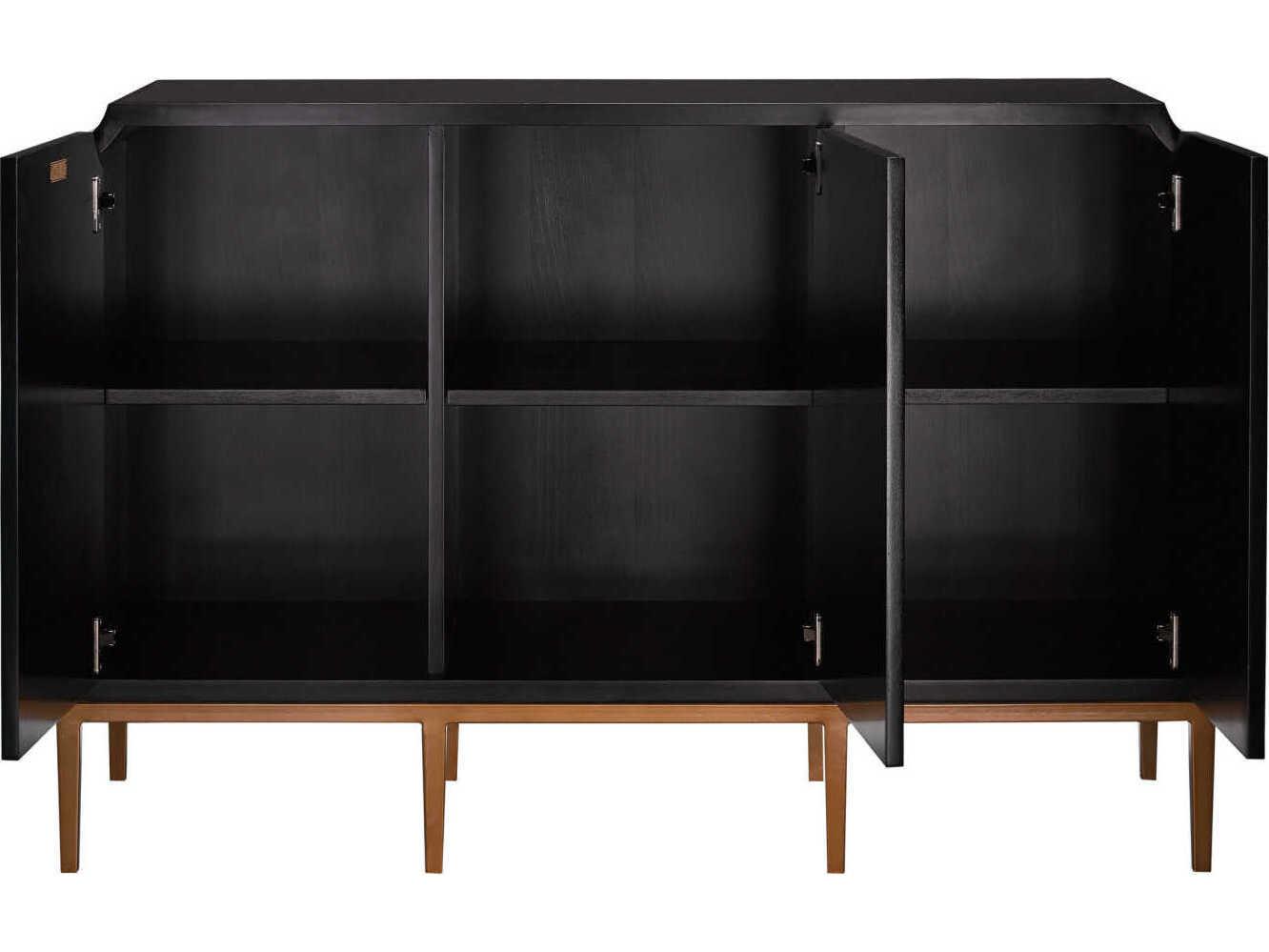 Currey & Company Kallista 54" Hardwood Dark Sapphire Caviar Black Antique Brass Sideboard