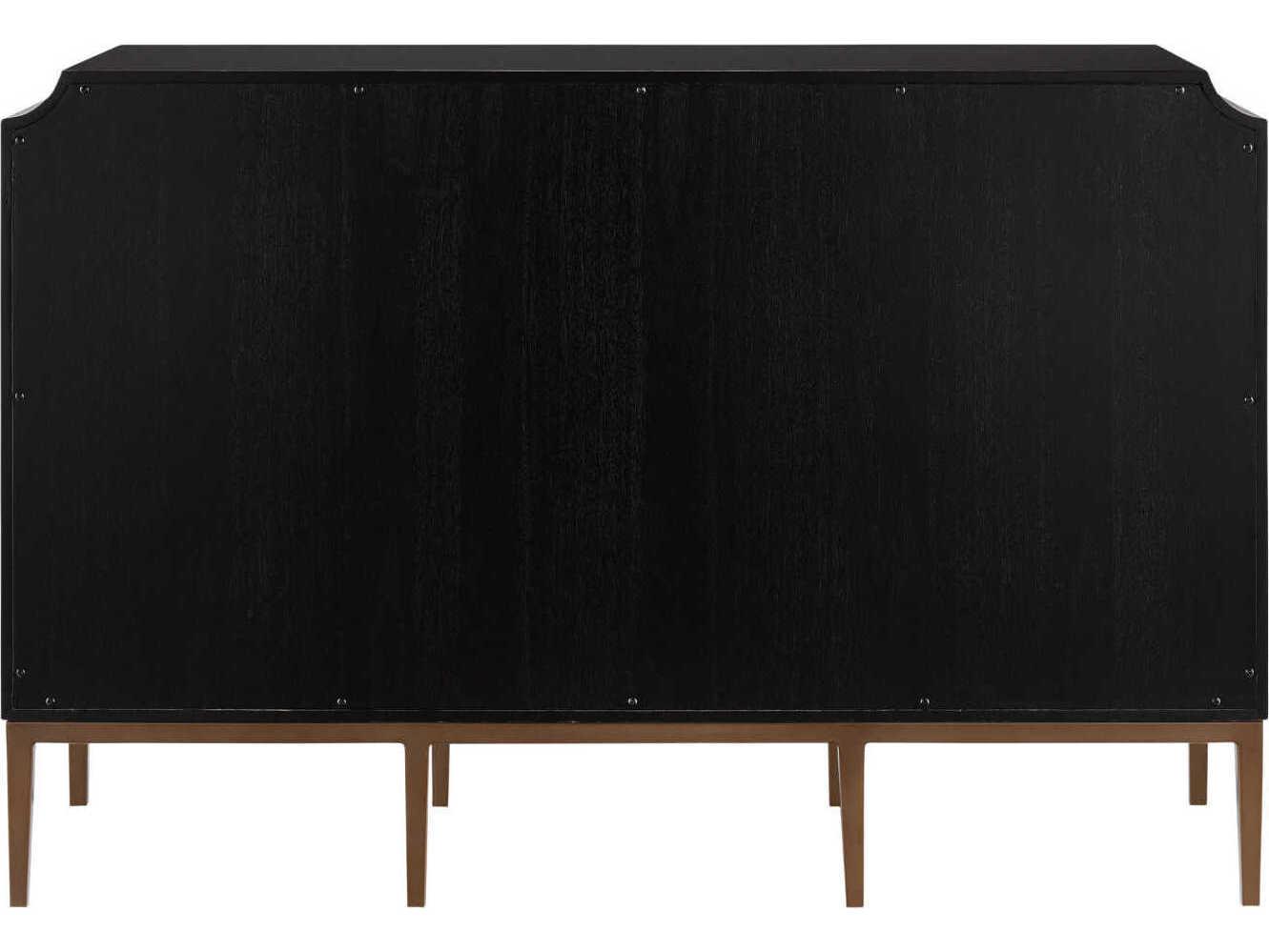 Currey & Company Kallista 54" Hardwood Dark Sapphire Caviar Black Antique Brass Sideboard