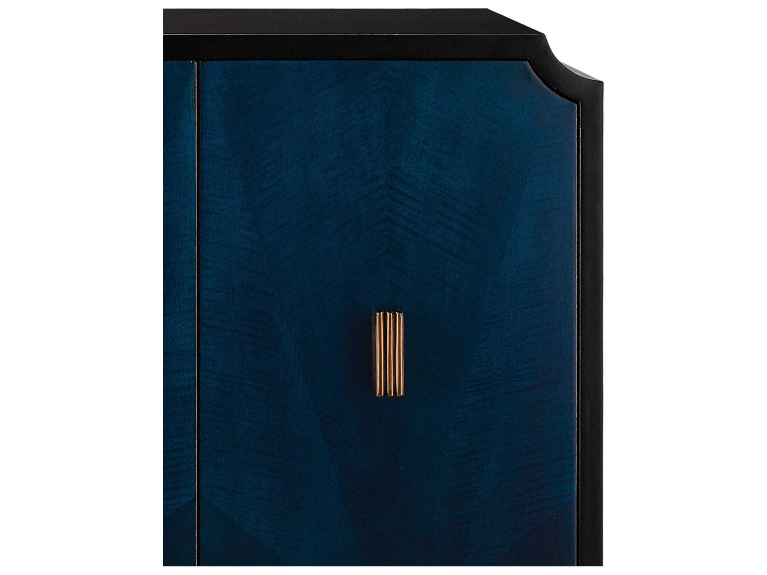 Currey & Company Kallista 54" Hardwood Dark Sapphire Caviar Black Antique Brass Sideboard