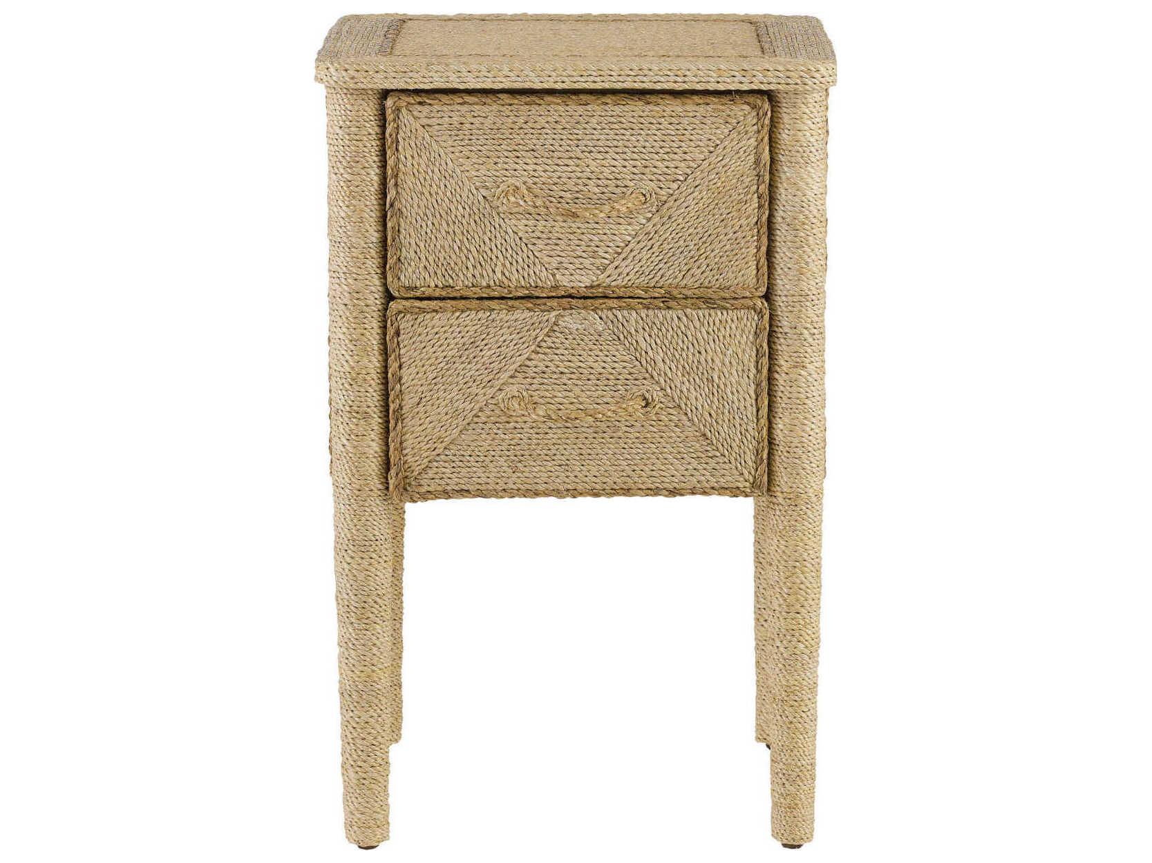 Currey & Company Kaipo 2-Drawers Abaca Wood Nightstand