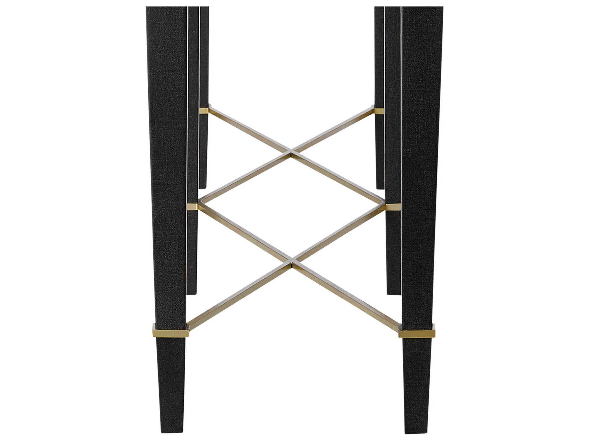 Currey & Company Verona Rectangular Wood Black Lacquered Linen Champagne Console Table