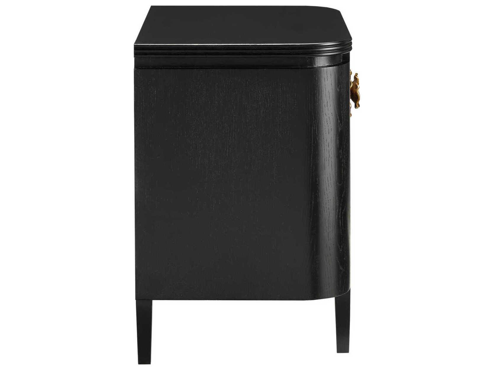 Currey & Company Briallen 2-Drawers Gold Oak Wood Nightstand