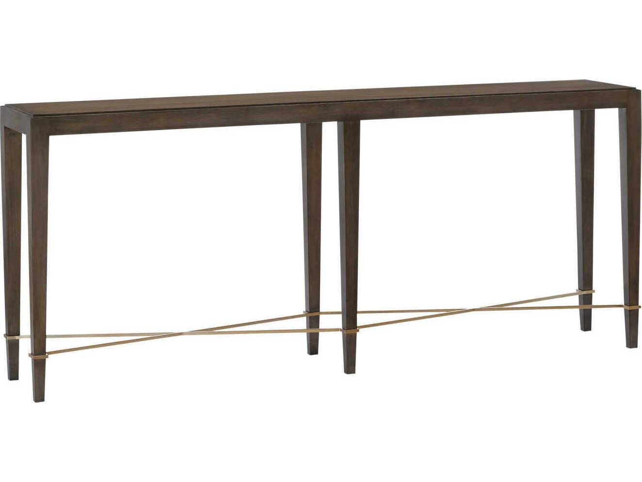 Currey & Company Verona Rectangular Wood Chanterelle Champagne Console Table