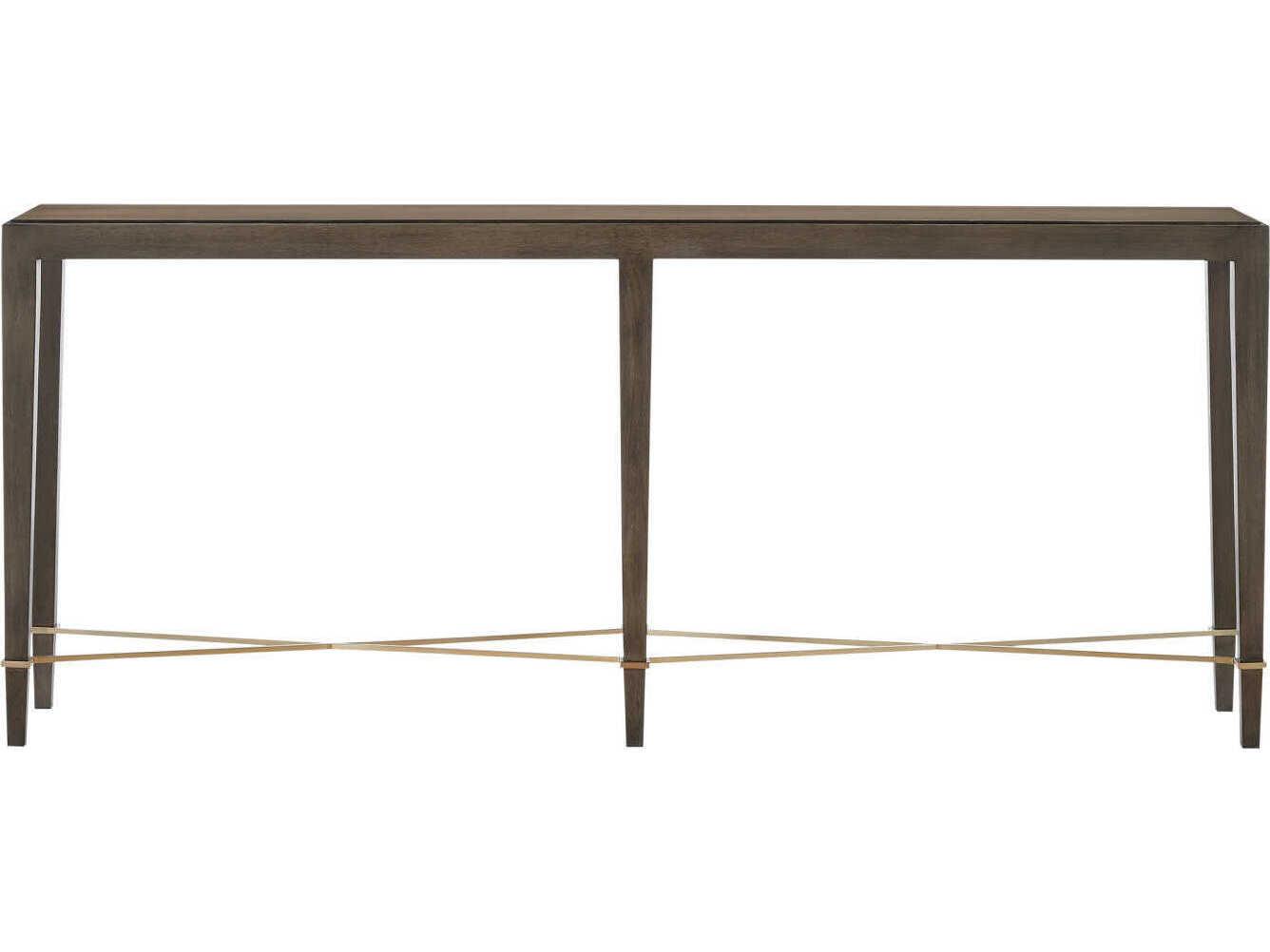 Currey & Company Verona Rectangular Wood Chanterelle Champagne Console Table