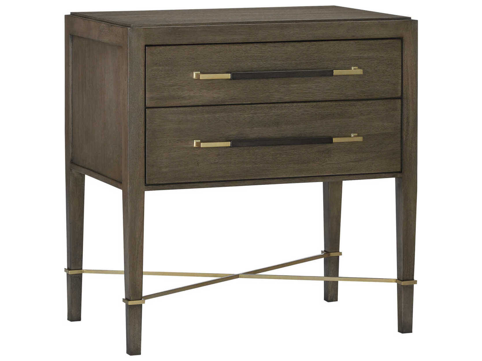 Currey & Company Verona 2-Drawers Brown Mahogany Wood Nightstand