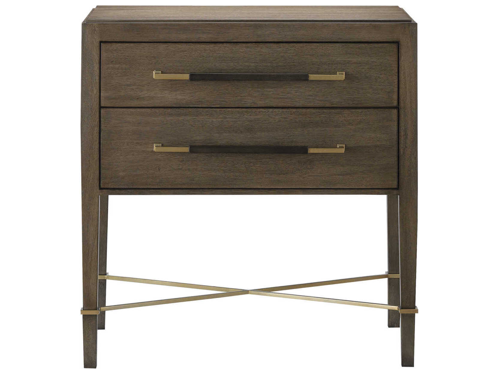 Currey & Company Verona 2-Drawers Brown Mahogany Wood Nightstand