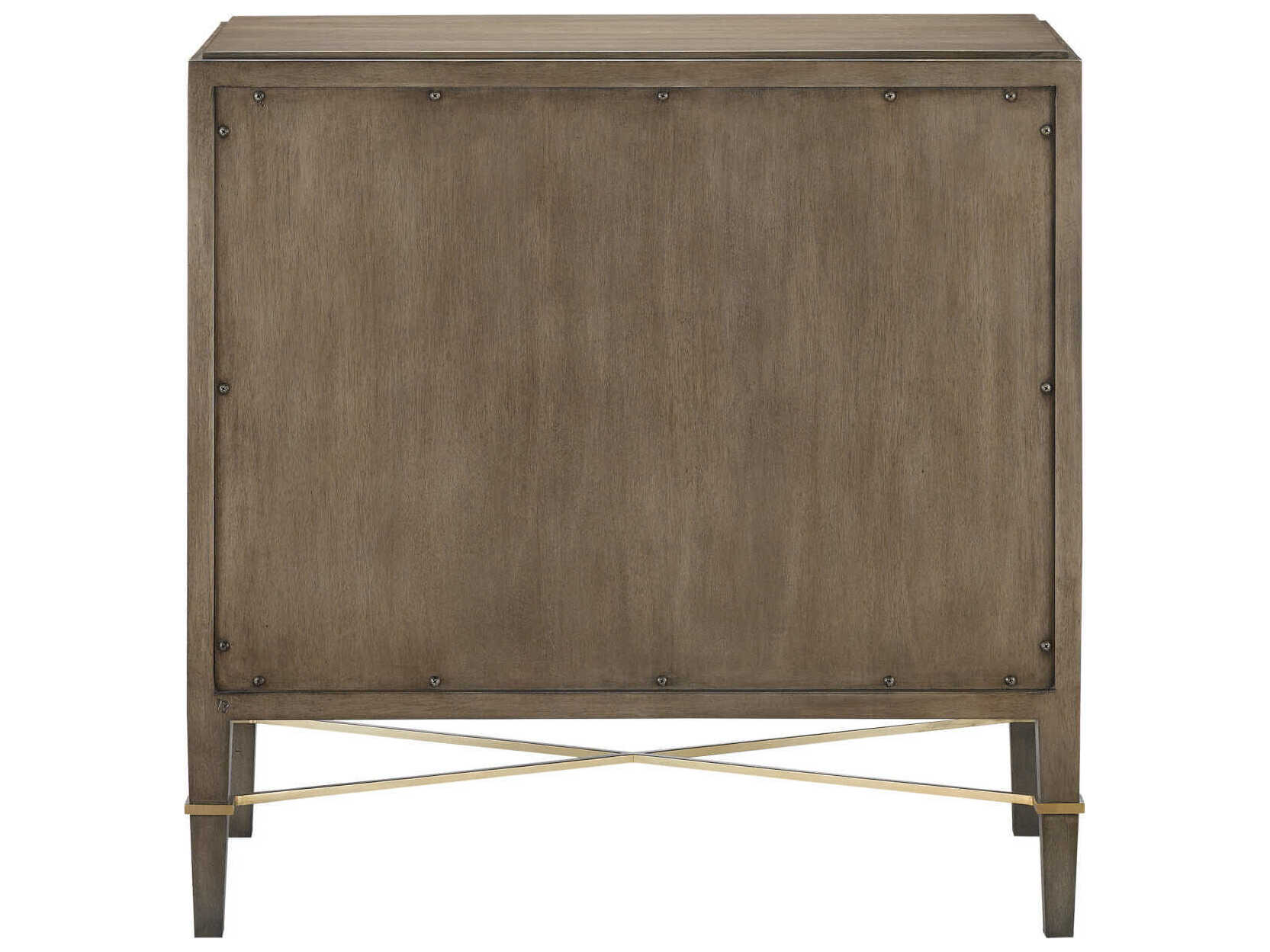 Currey & Company Verona 3-Drawers Brown Mahogany Wood Chest Nightstand