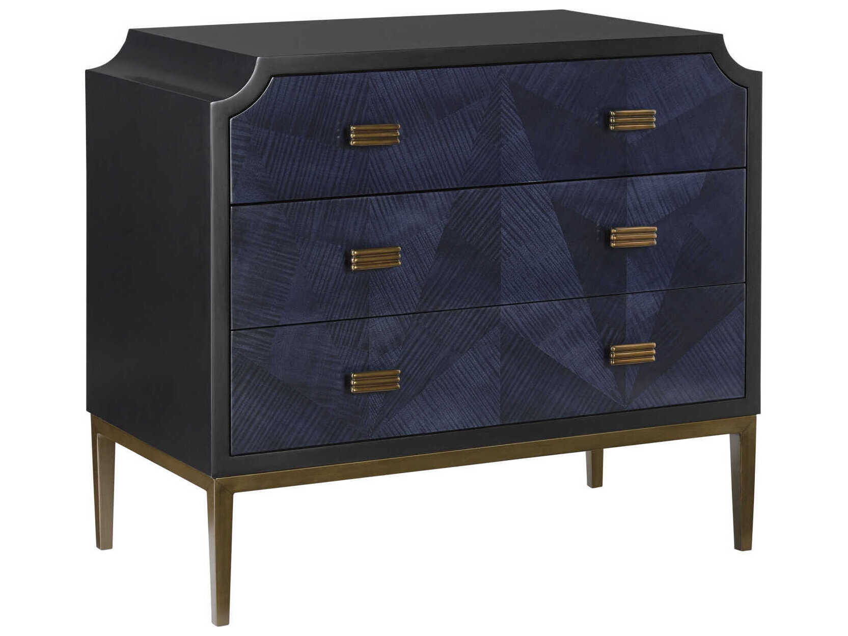 Currey & Company Kallista 3-Drawers Black Hardwood Dresser