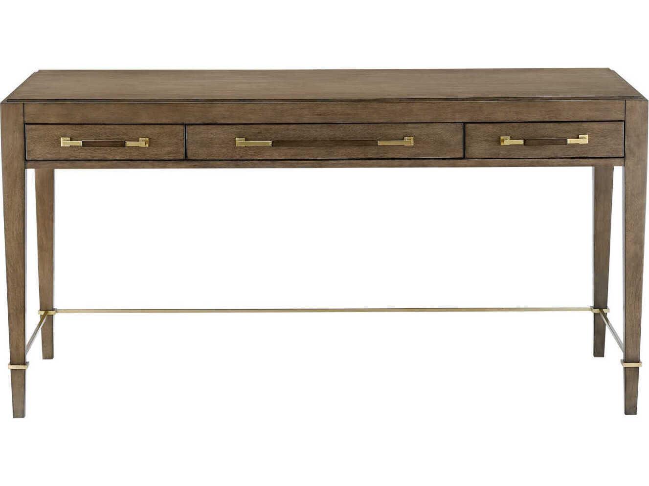 Currey & Company Verona Chanterelle Coffee Champagne Brown Mahogany Wood Secretary Desk