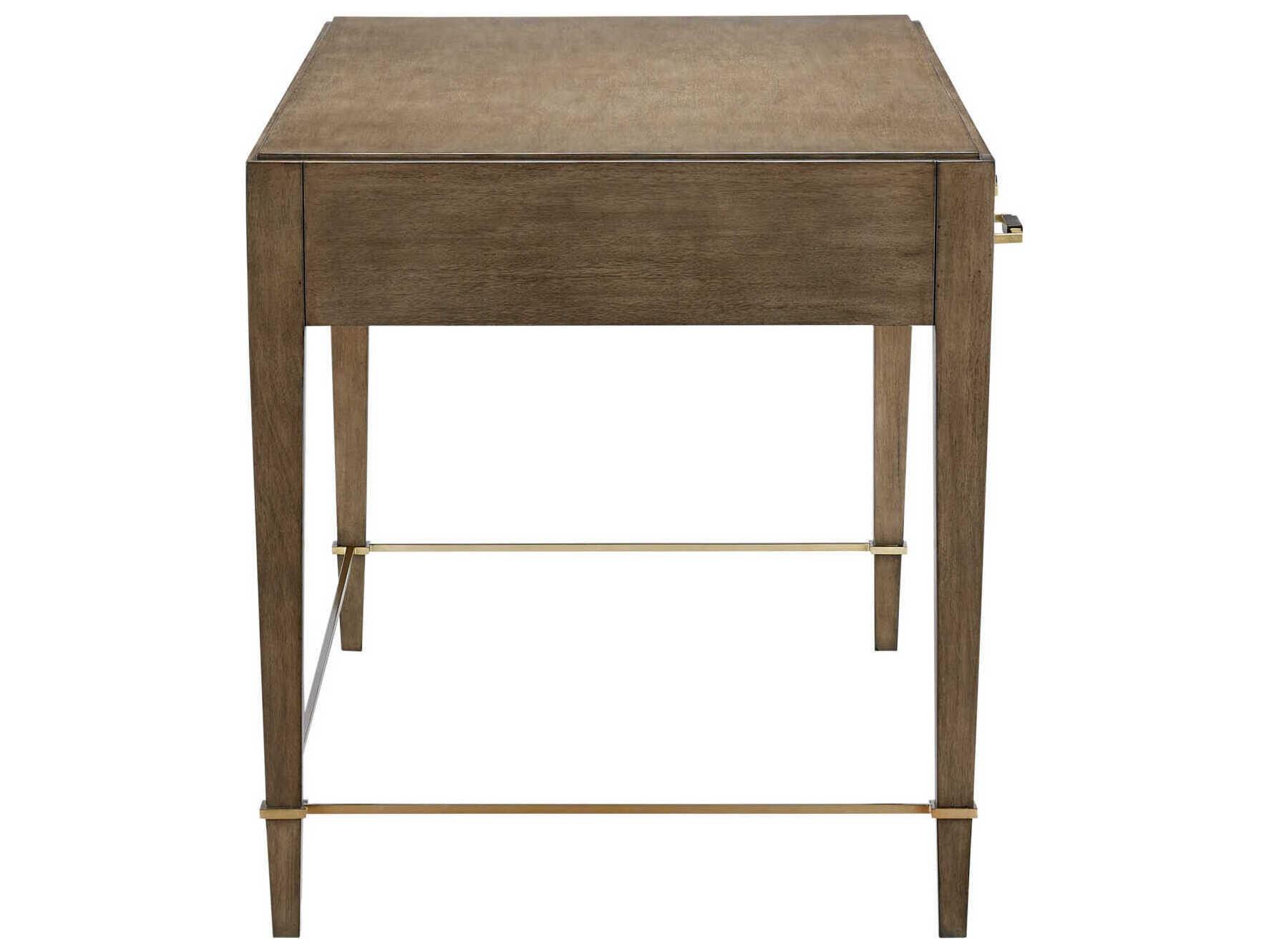 Currey & Company Verona Chanterelle Coffee Champagne Brown Mahogany Wood Secretary Desk