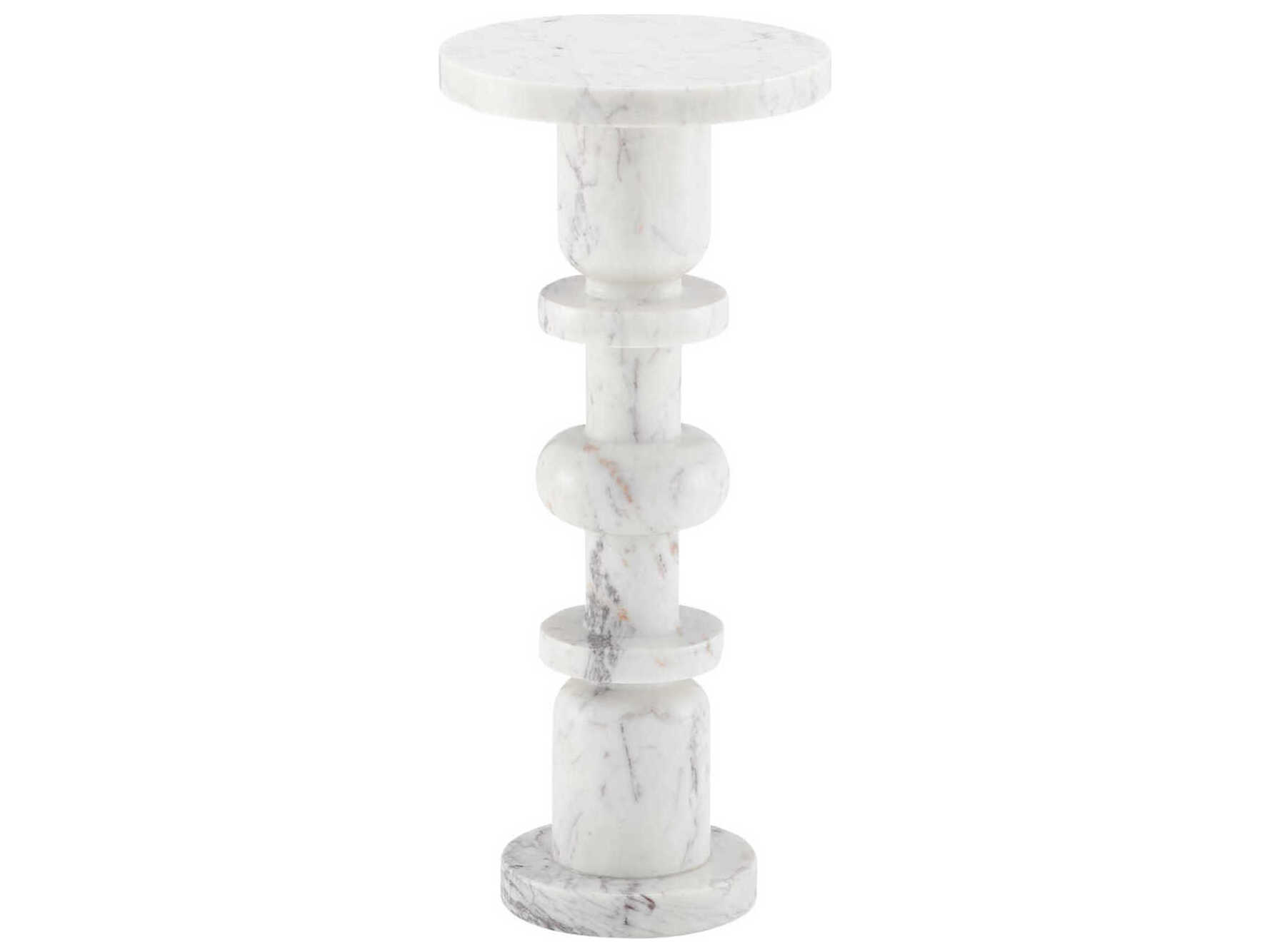 Currey & Company Sasha Round Marble White End Table