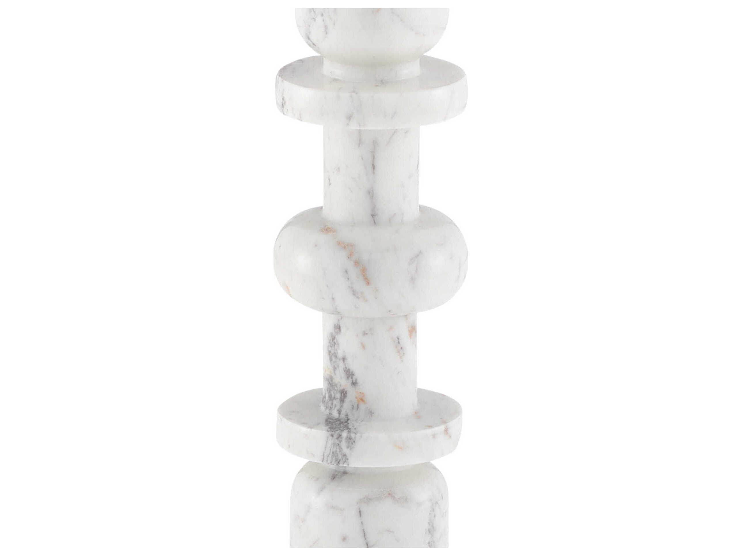 Currey & Company Sasha Round Marble White End Table