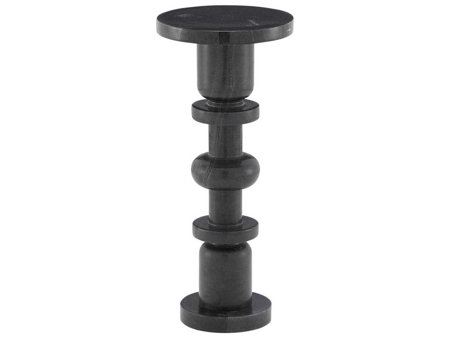 Currey & Company Sasha Round Marble Black End Table