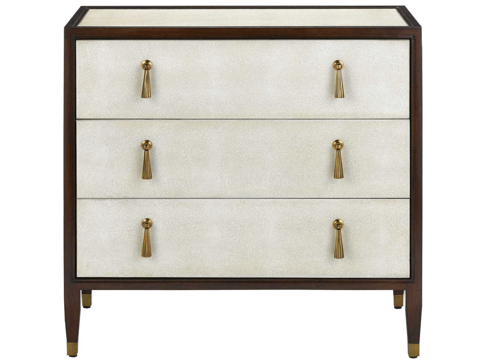 Currey & Company Evie 3-Drawers Brown Mahogany Wood Dresser