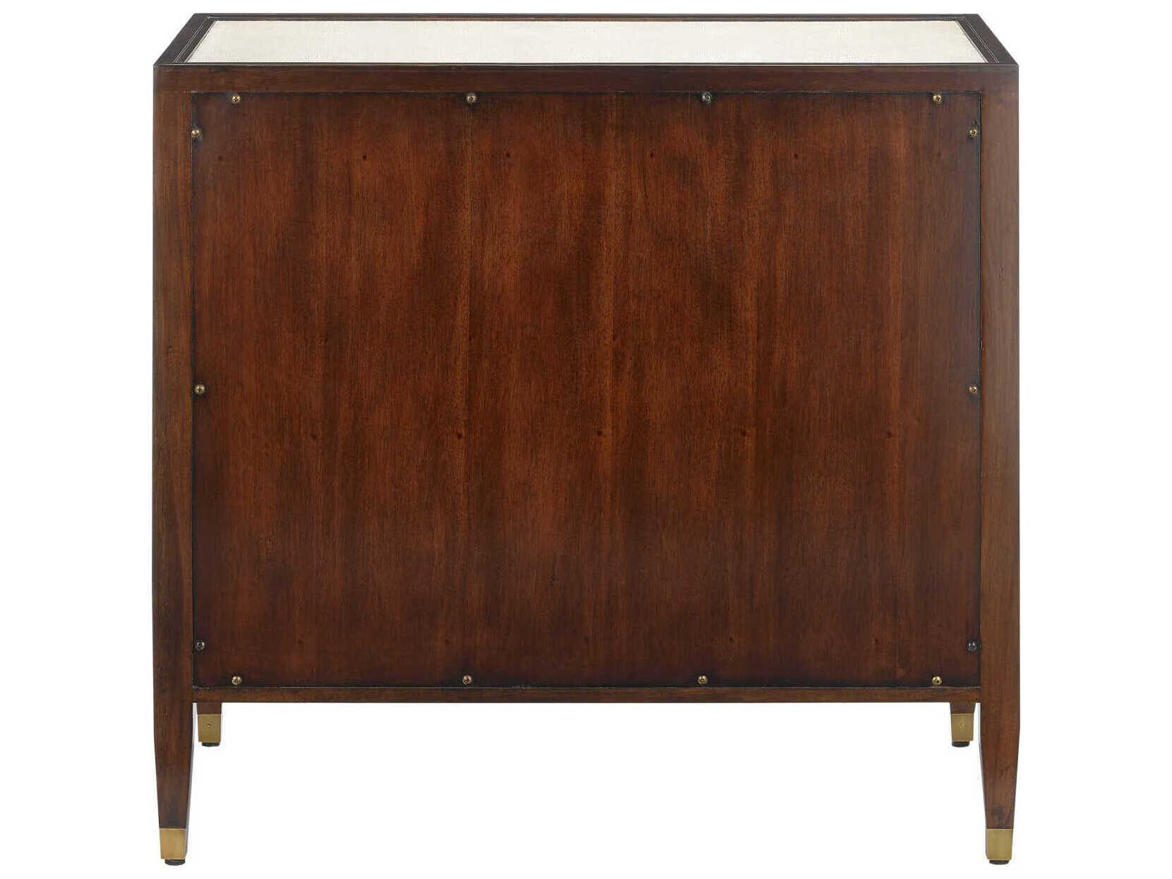 Currey & Company Evie 3-Drawers Brown Mahogany Wood Dresser