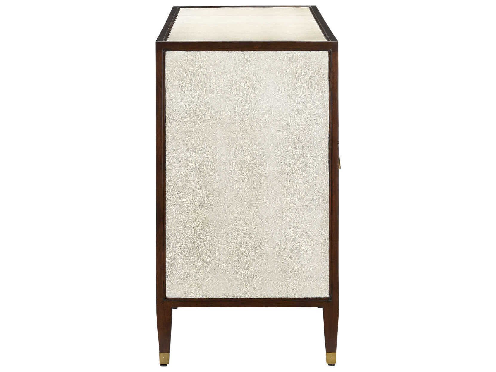 Currey & Company Evie 60" Mahogany Wood Ivory Dark Walnut Brass Credenza Sideboard