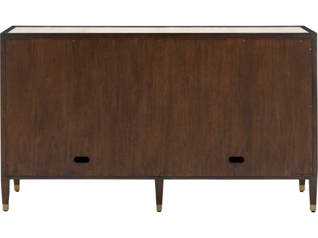 Currey & Company Evie 60" Mahogany Wood Ivory Dark Walnut Brass Credenza Sideboard