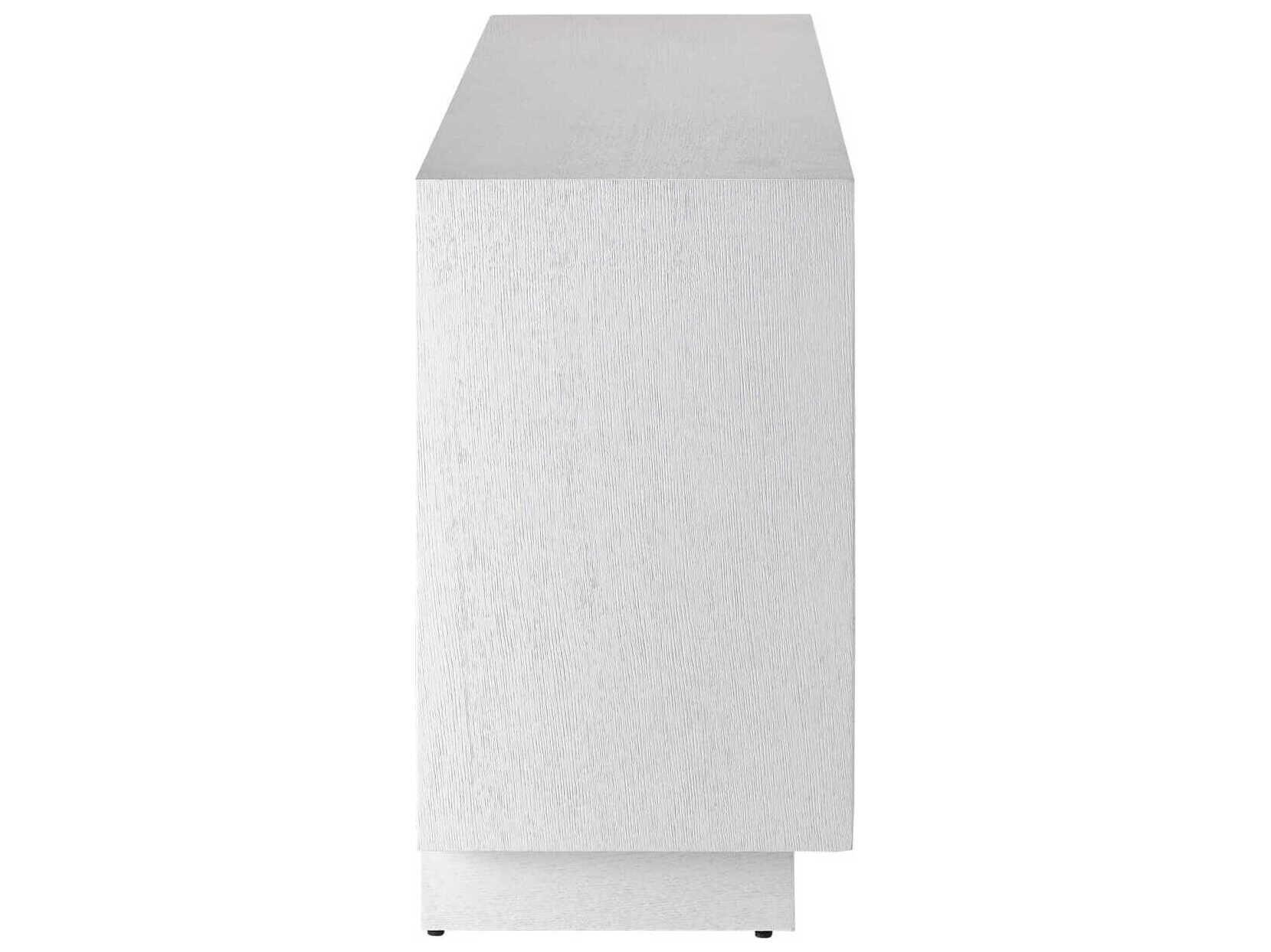 Currey & Company Morombe 84" Oak Wood Cerused White Credenza Sideboard