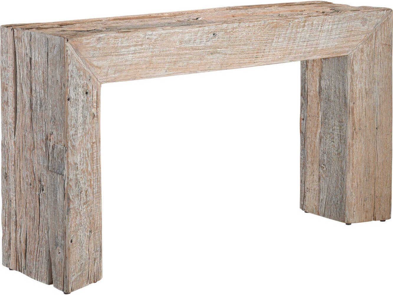 Currey & Company Kanor Rectangular Wood Whitewash Console Table