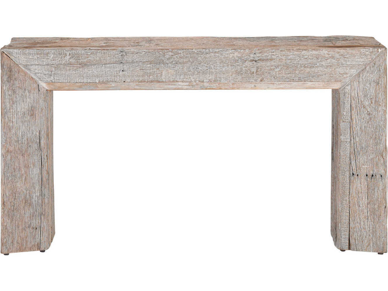 Currey & Company Kanor Rectangular Wood Whitewash Console Table
