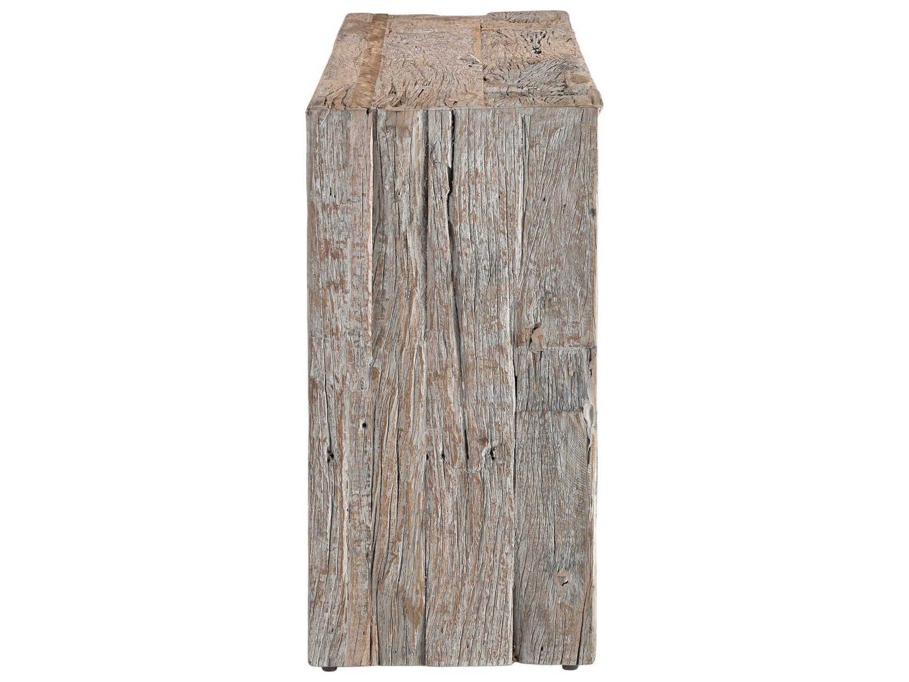 Currey & Company Kanor Rectangular Wood Whitewash Console Table