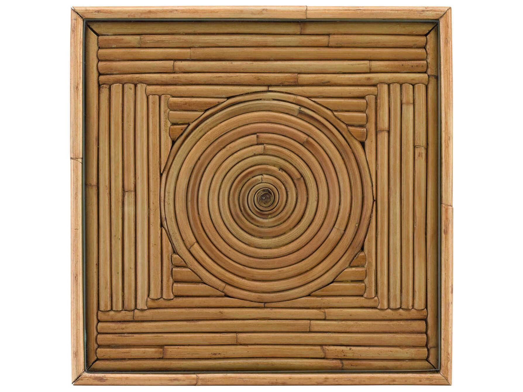 Currey & Company Silang 9" Square Glass Natural Rattan End Table