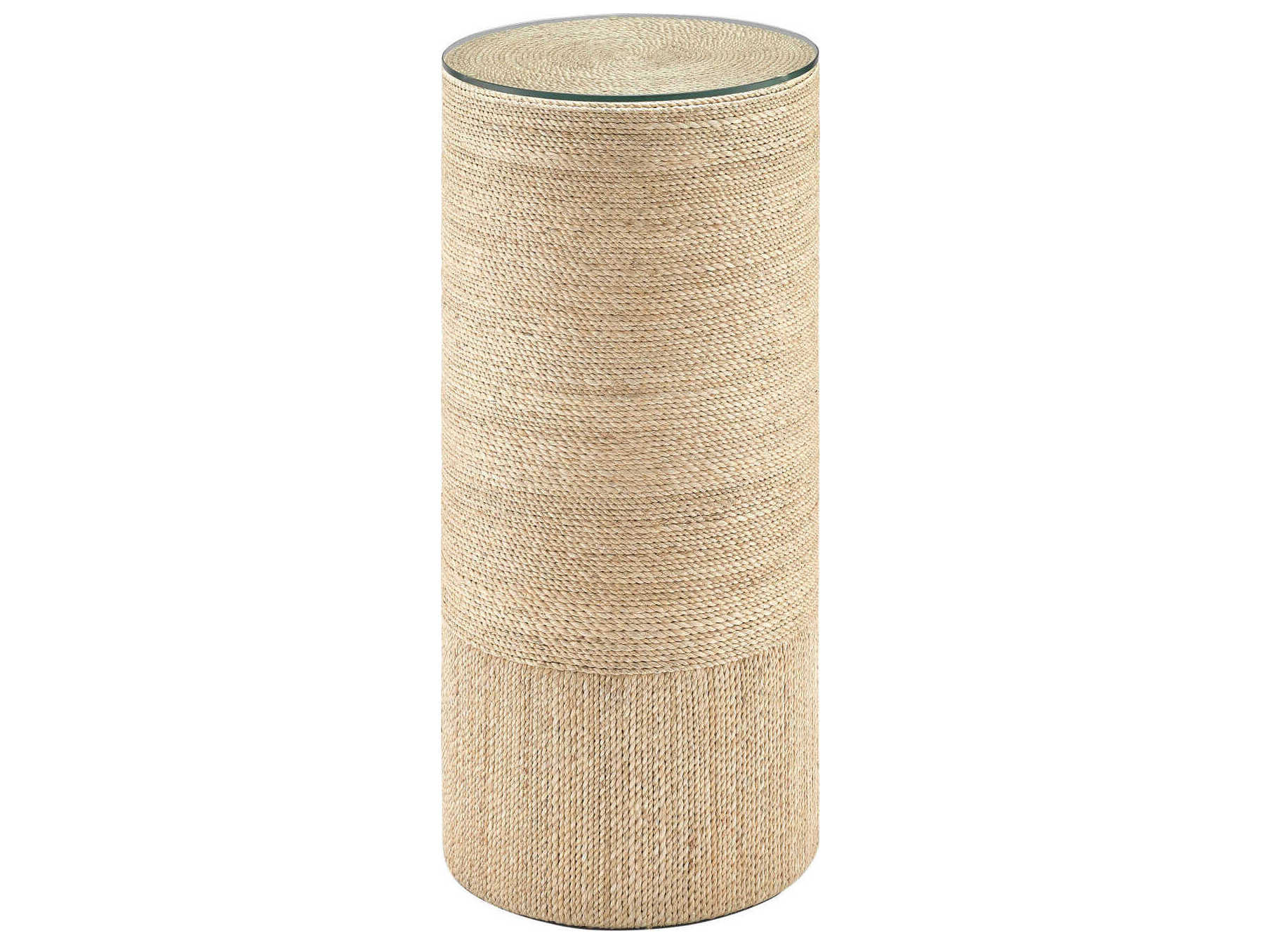 Currey & Company Macati Round Glass Natural Rope End Table