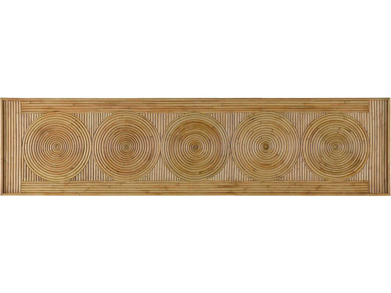 Currey & Company Silang Rectangular Glass Natural Rattan Console Table