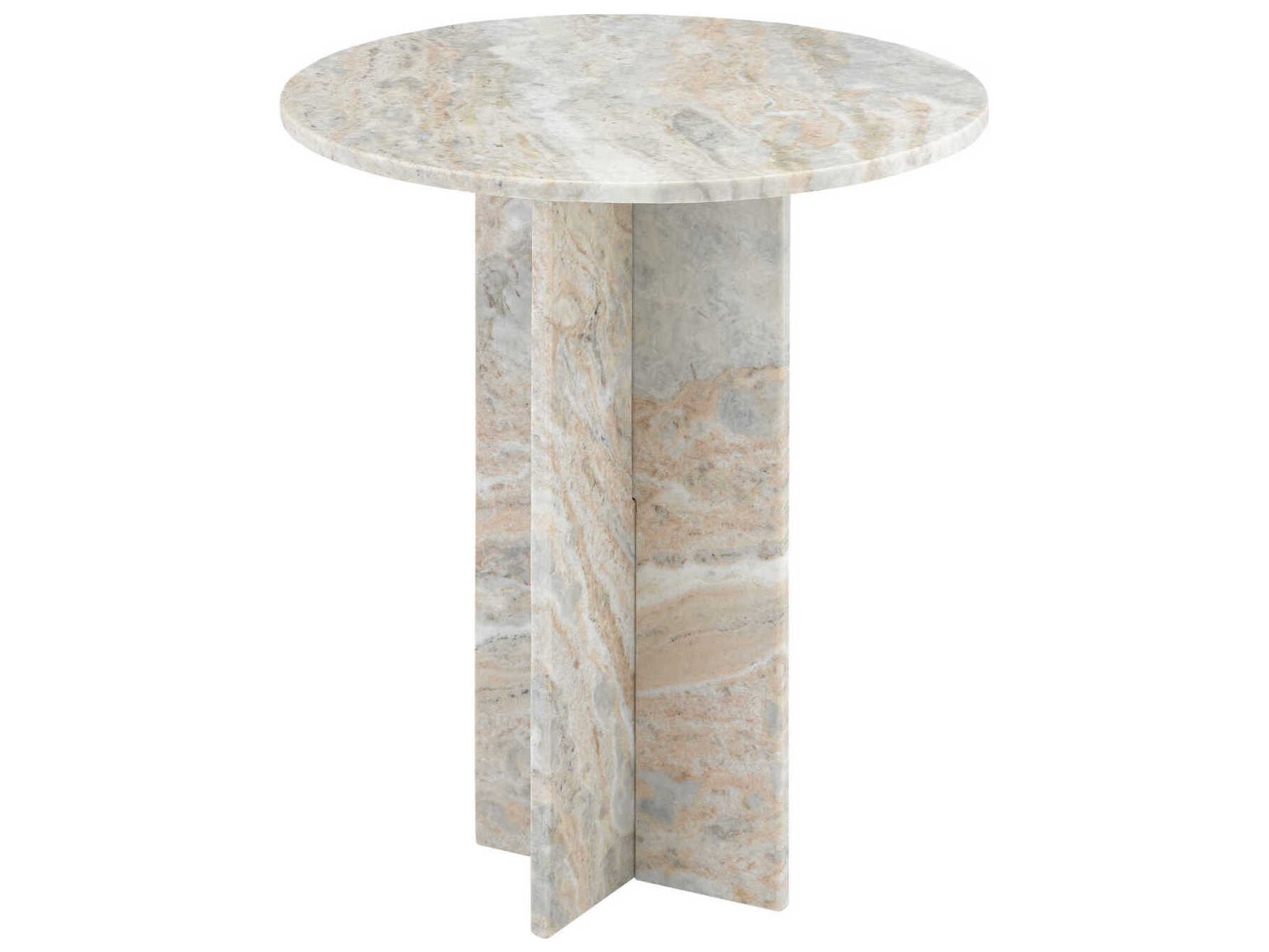 Currey & Company Harmon Round Marble Natural End Table