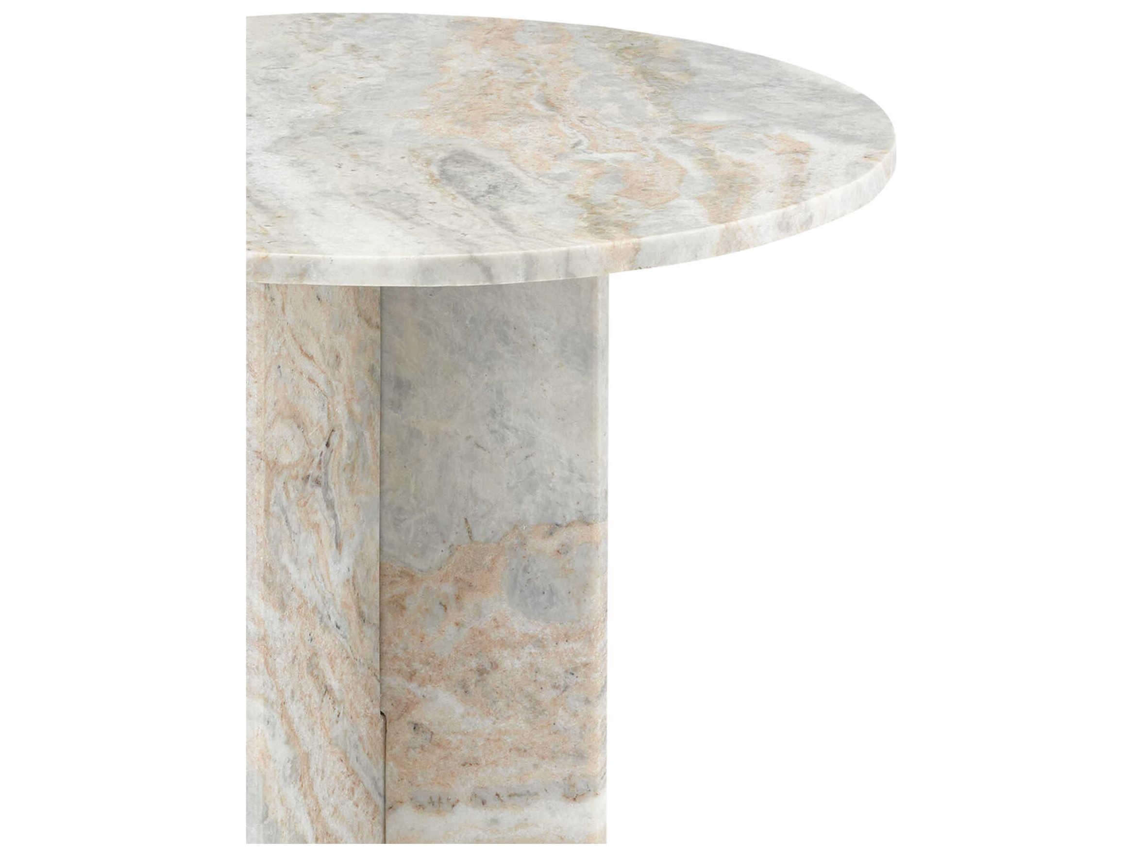 Currey & Company Harmon Round Marble Natural End Table
