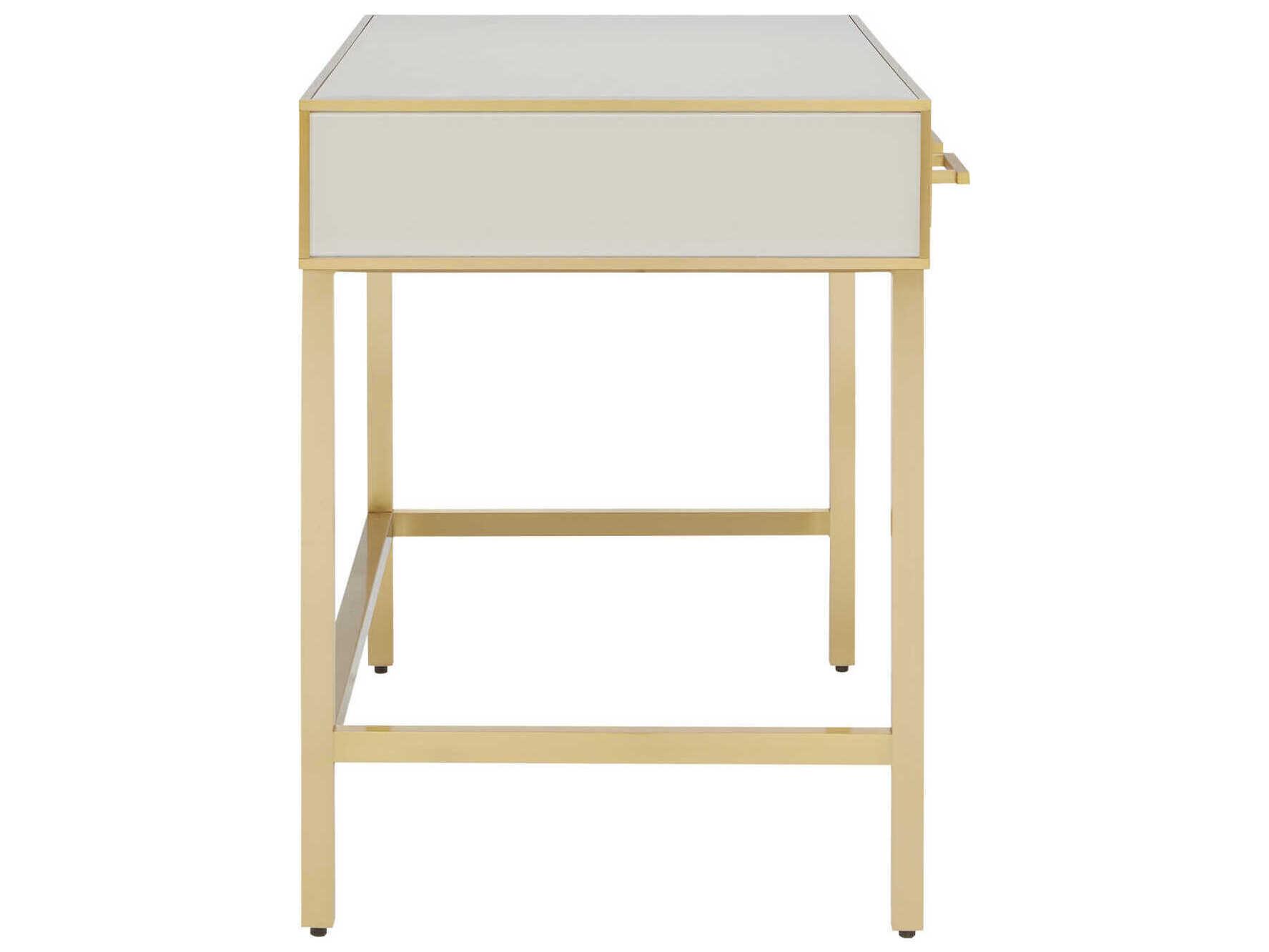 Currey & Company Arden Ivory Satin Brass Gray Hardwood Vanity Table