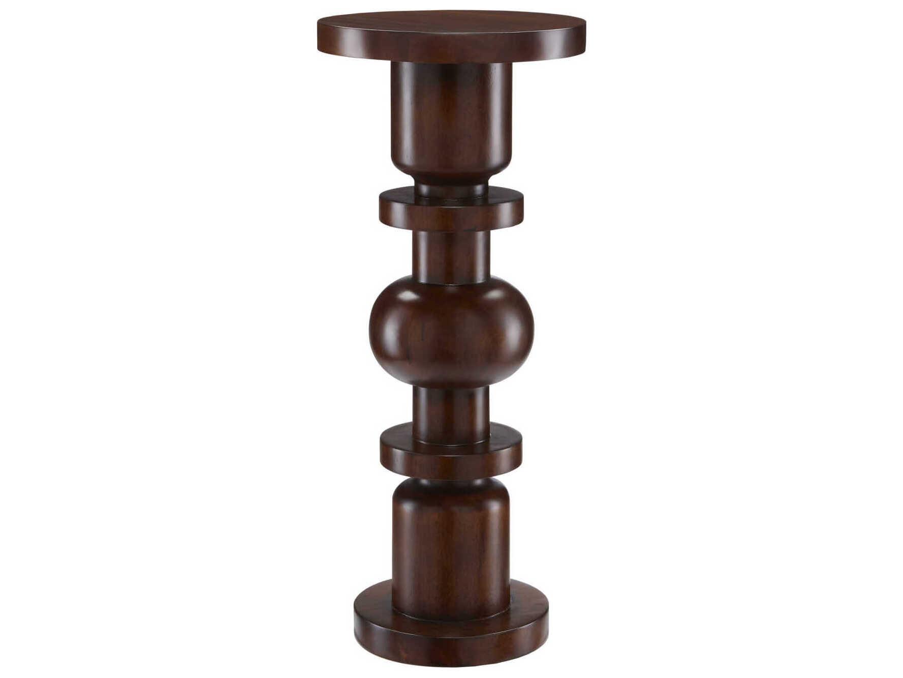 Currey & Company Sasha Round Wood Dark Walnut End Table