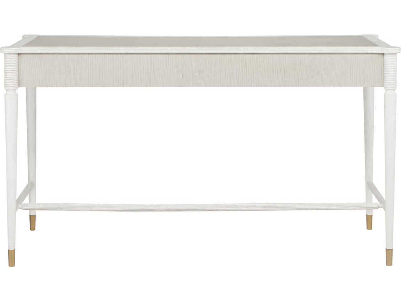 Currey & Company Aster Off White Fog Brass Mahogany Wood Secretary Desk