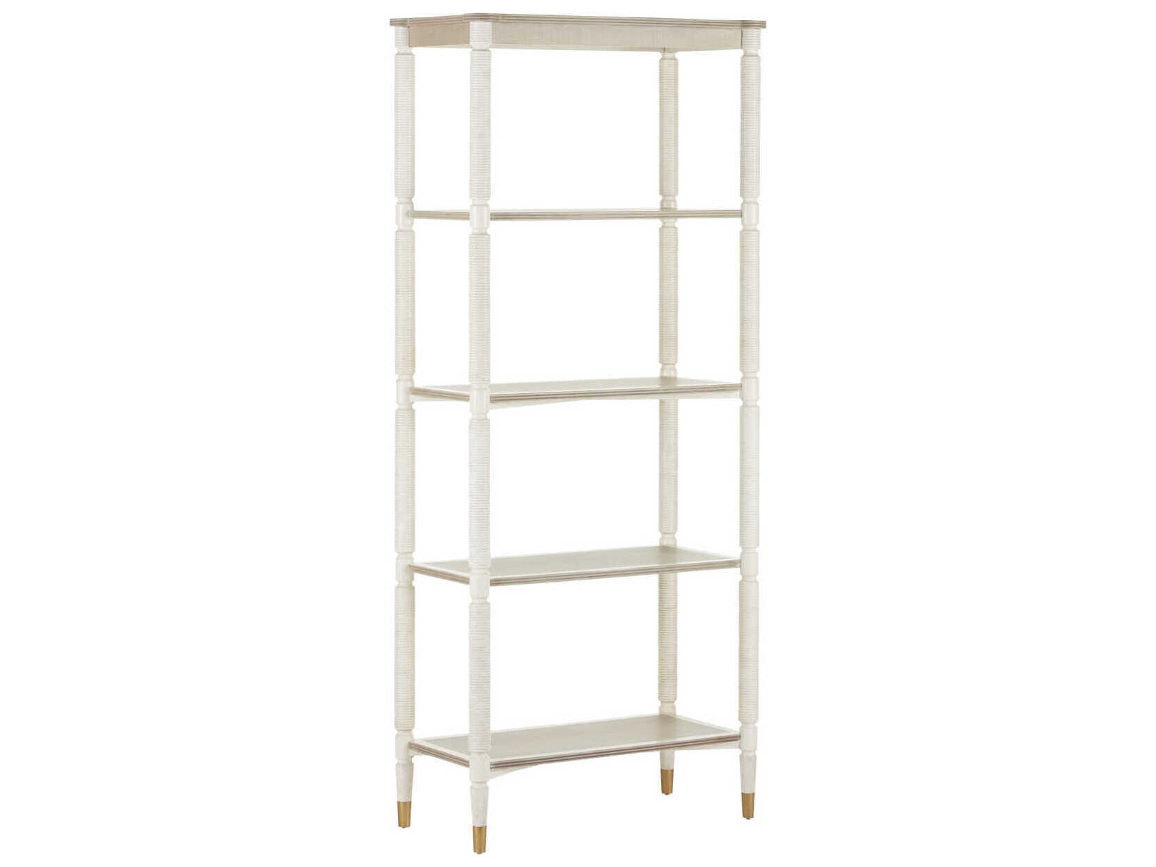 Currey & Company Aster Off White / Fog Brass Etagere