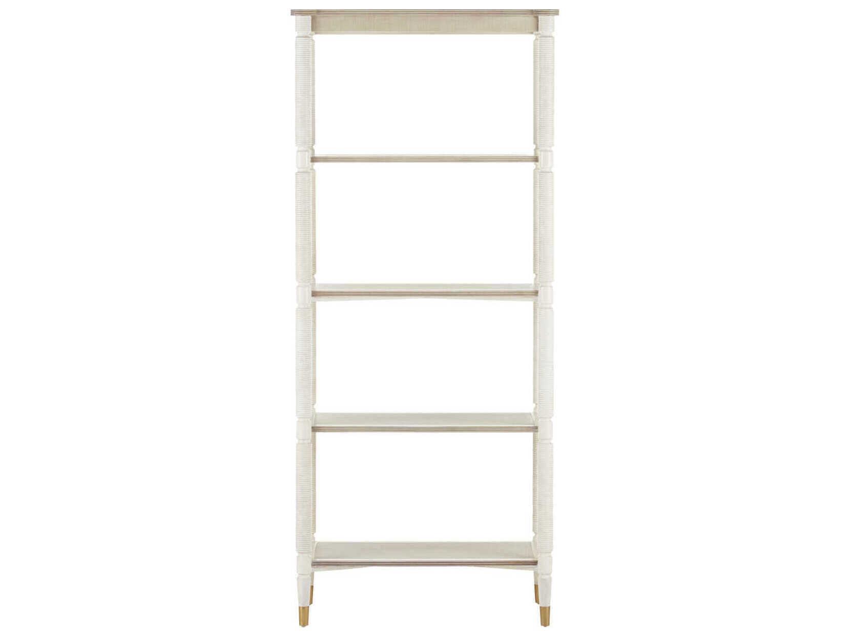Currey & Company Aster Off White / Fog Brass Etagere