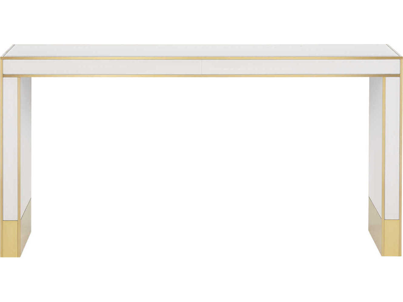 Currey & Company Arden Rectangular Glass Ivory Satin Brass Console Table