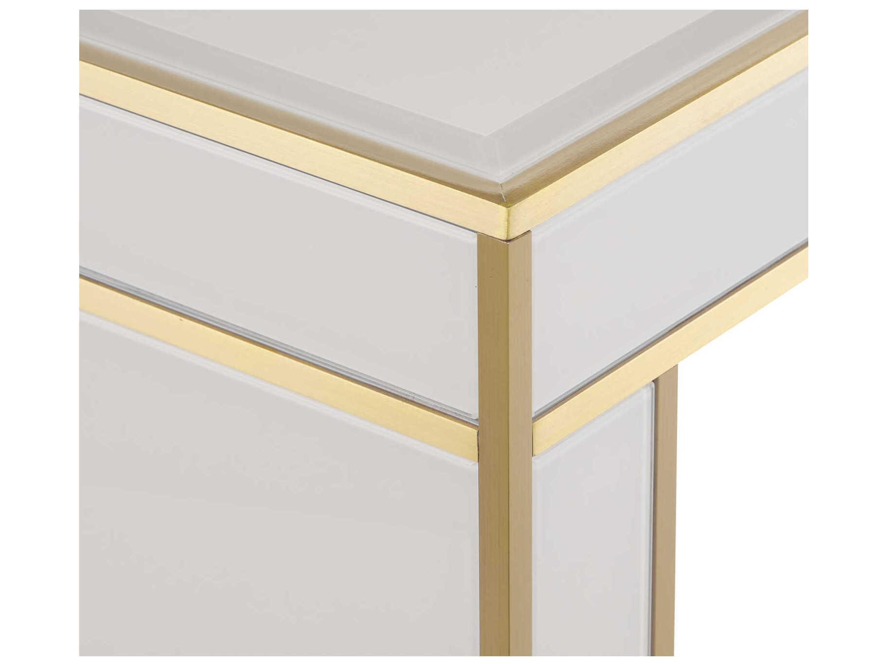 Currey & Company Arden Rectangular Glass Ivory Satin Brass Console Table