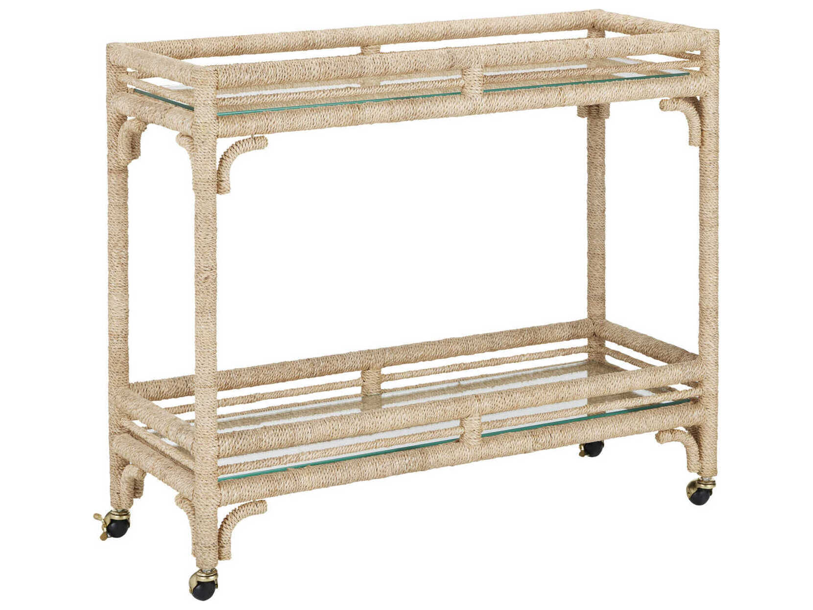 Currey & Company Olisa Glass Natural Clear Bar Cart