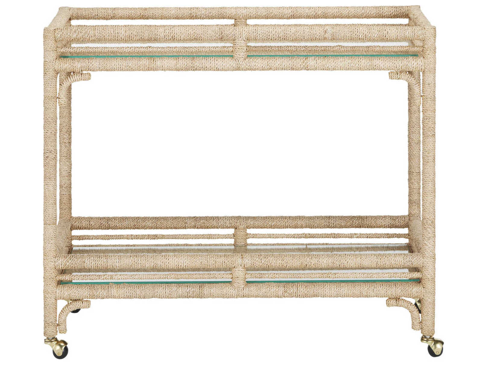 Currey & Company Olisa Glass Natural Clear Bar Cart