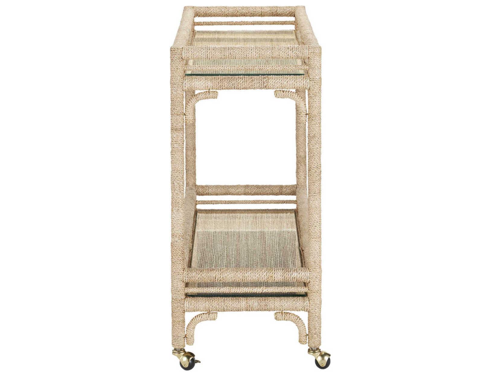 Currey & Company Olisa Glass Natural Clear Bar Cart